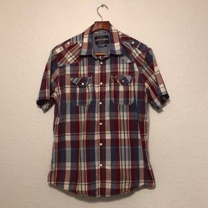 Echo UNLTD Plaid Short Sleeve Snap Button Shirt